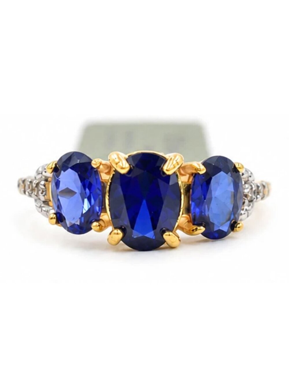 Genuine 3.23 Cts Blue Sapphire & Diamond Ring 10k Solid Gold